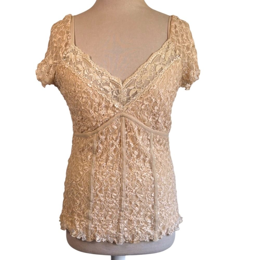 Vintage New York & Company Y2K Lace Baby-doll Top Fairy Sz M Coquette Cottage